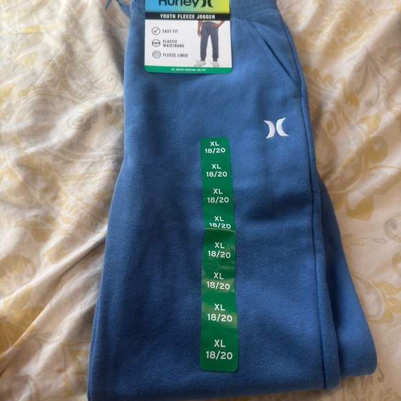 "Hurley Youth Fleece Jogger" XL 18/20 Elastic Band with Pockets Blue- With Tag - Picture 7 of 8
